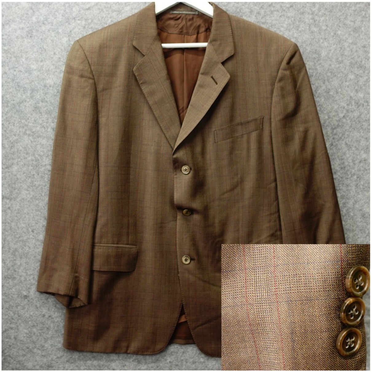 Ermenegildo Zegna Sport Coat Mens 40r M Brown Prince Of Wales Check Jacket Swiss